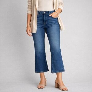 NWT A NEW APPROACH Womens Sz‎ 16 High Rise Cropped Flare Jeans Dark Wash